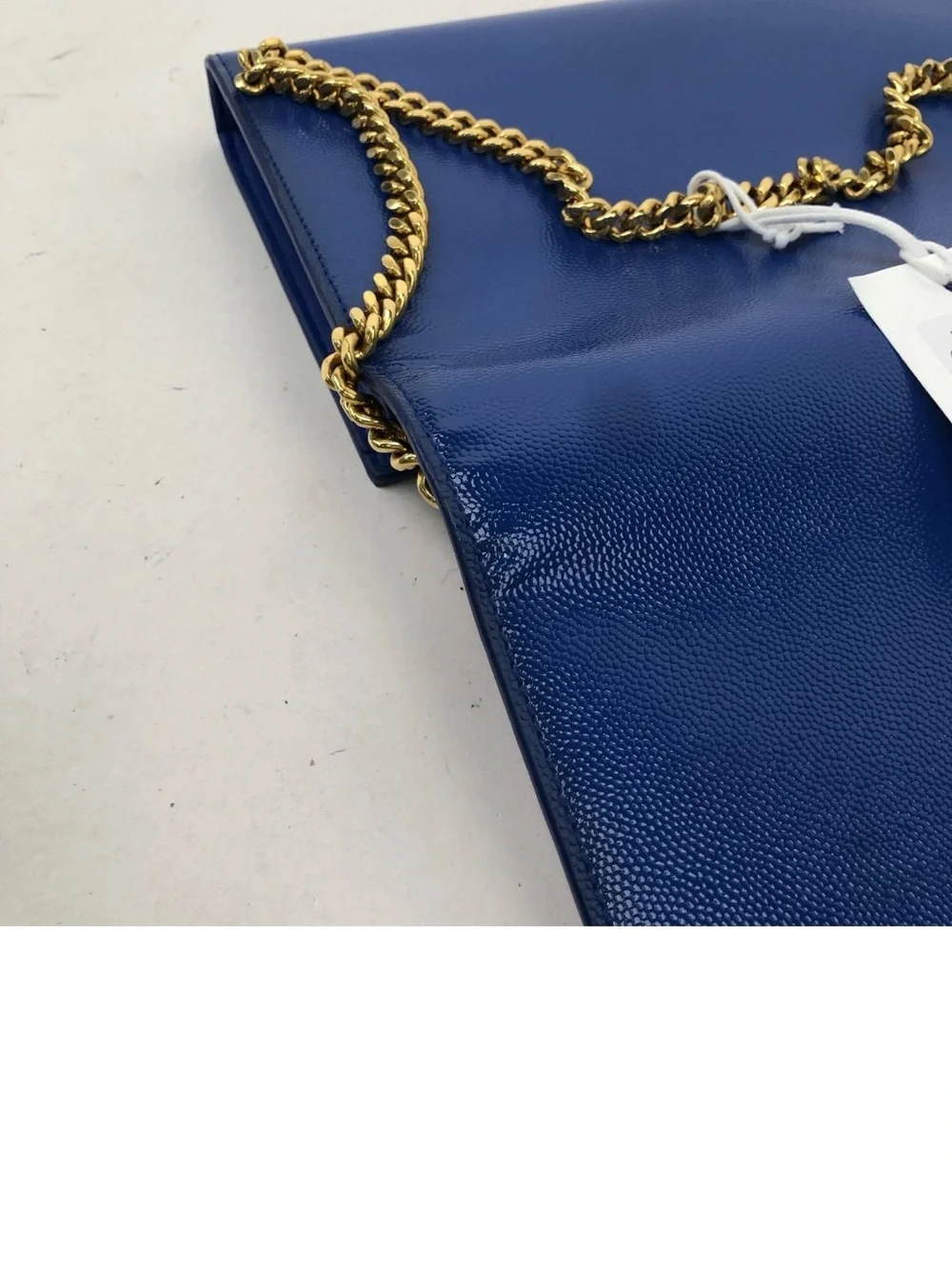 YVES SAINT LAURENT Saint Laurent Blue Leather Classic Letters Chain Clutch Bag